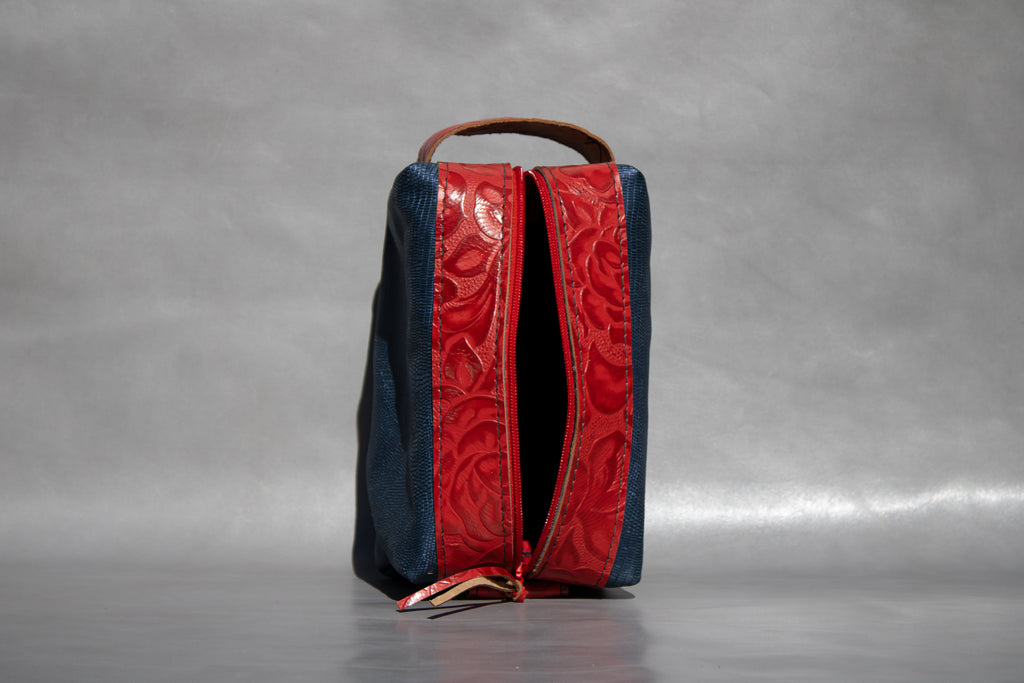 Dopp Kit (Blue and Embossed Red)