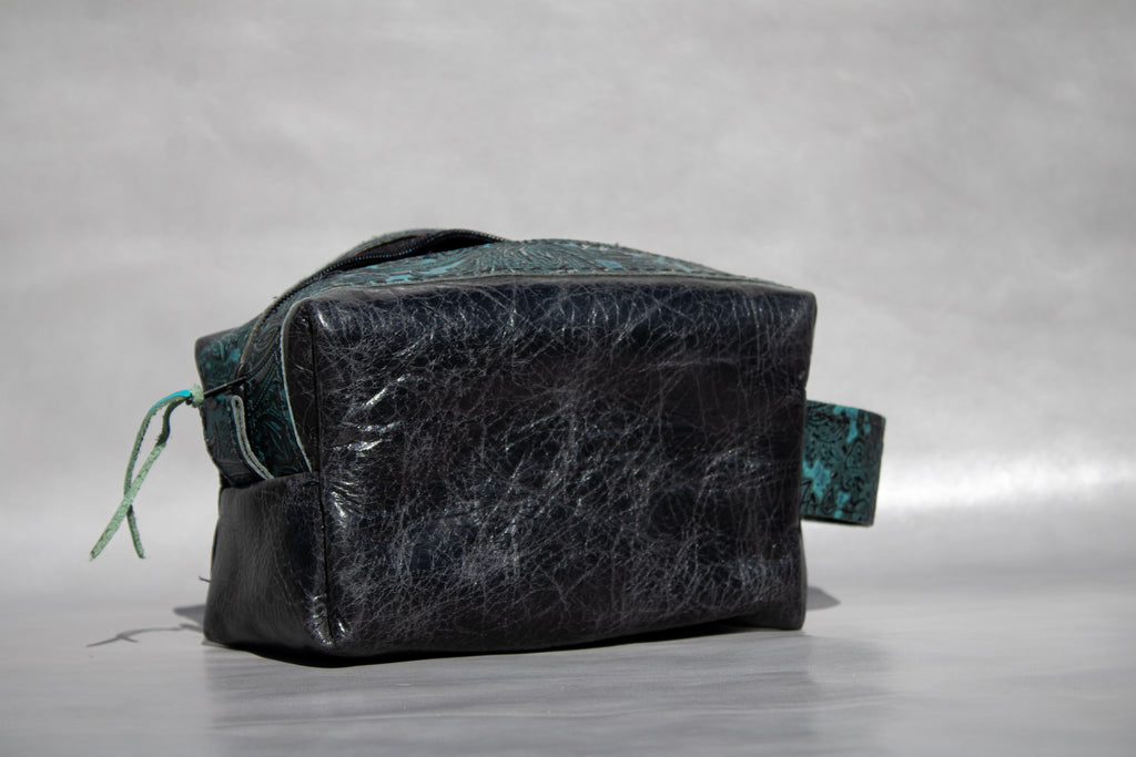 Dopp Kit (Black and Embossed Teal/Black)